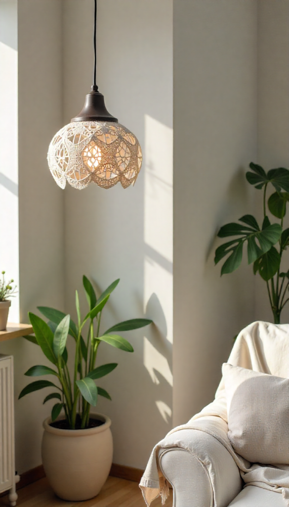 lampada fatta con centrino