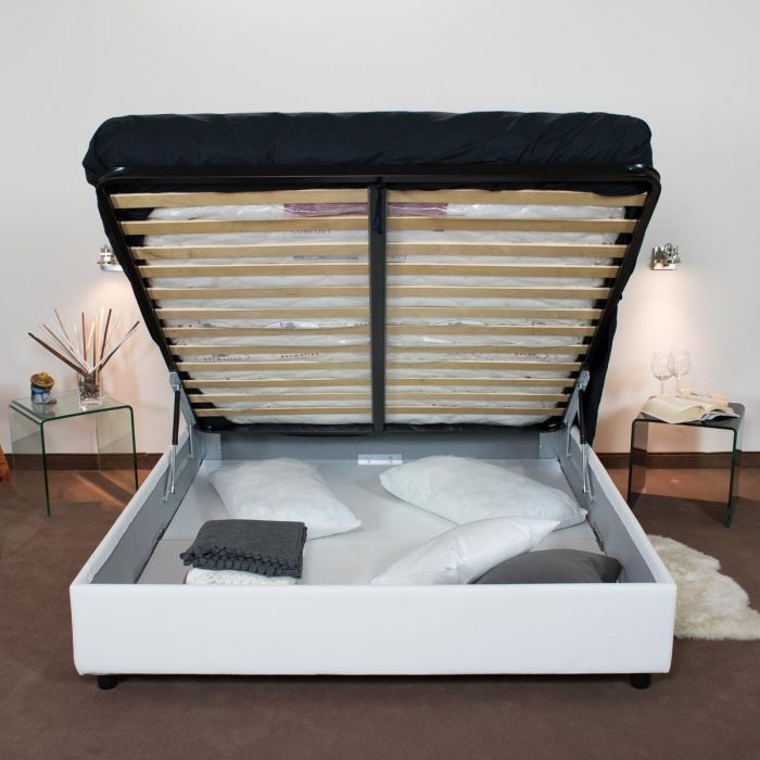 letto con contenitore e apertura a ribalta