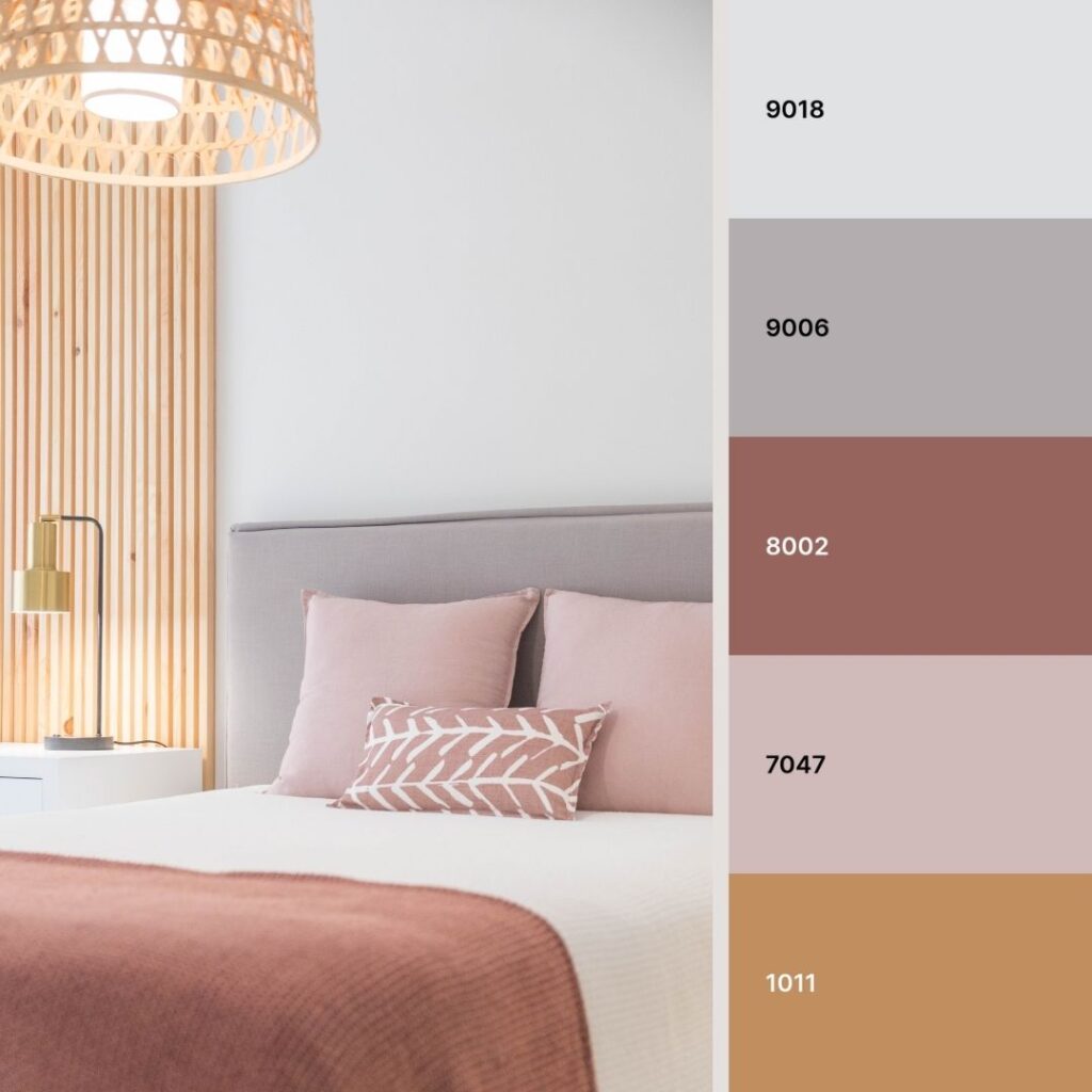 schema colori camera da letto stile japandi