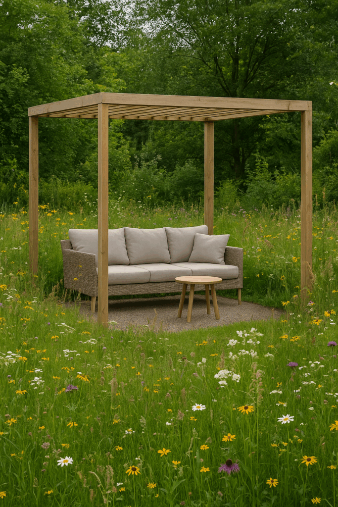 pergola zona relax in meadow garden